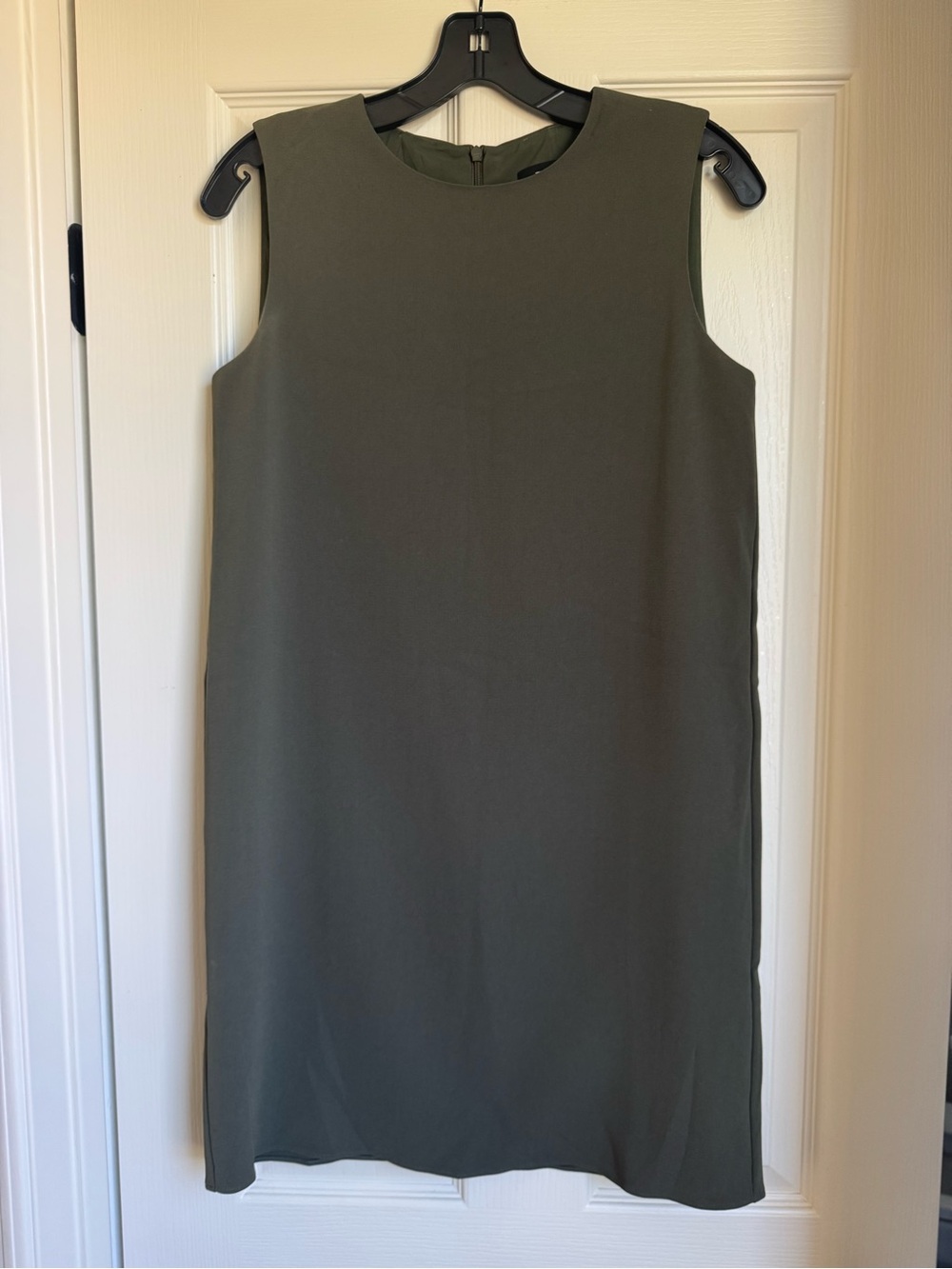 Theory Olive Green Sleeveless Shift Mini Dress